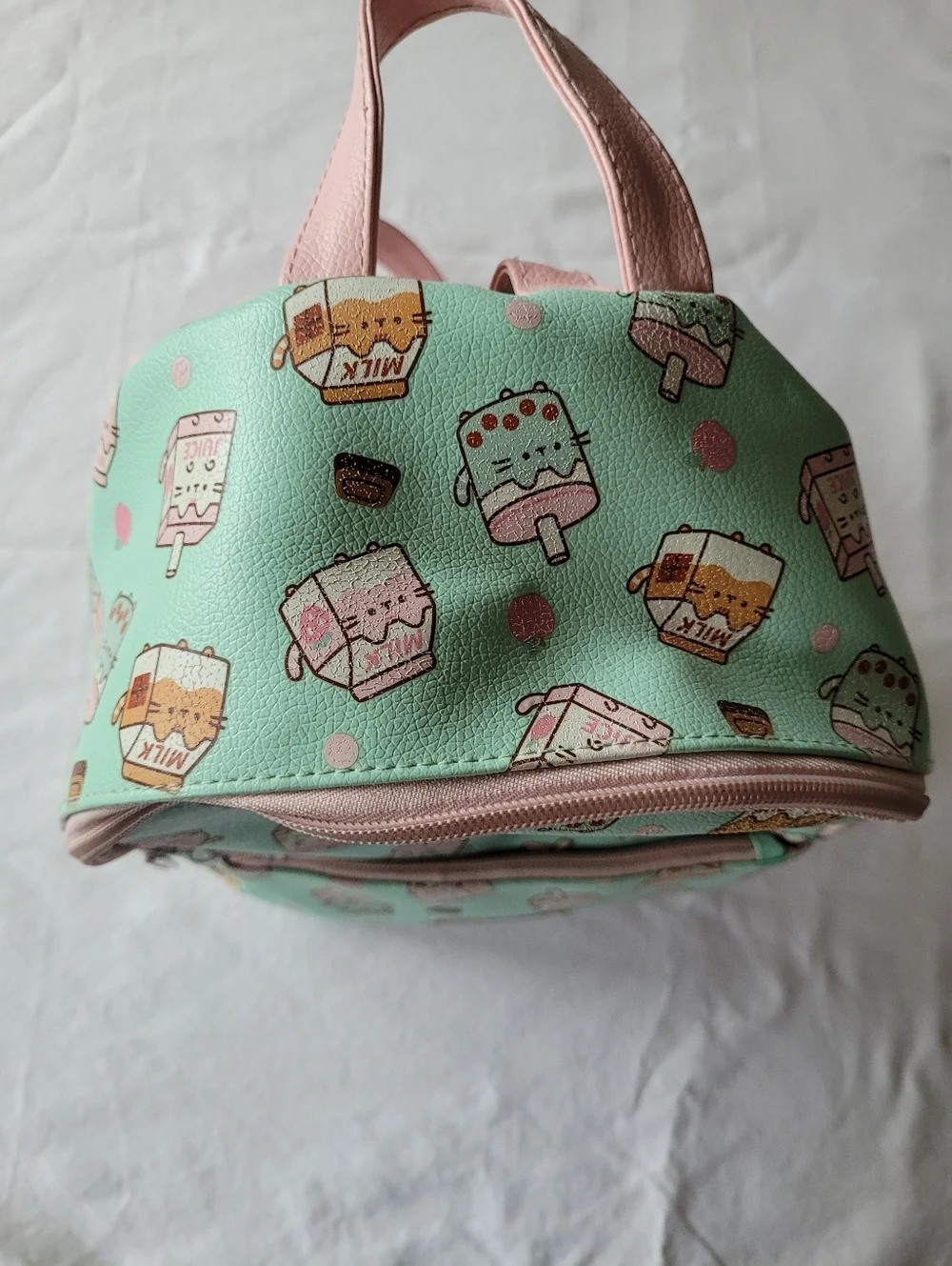 Pusheen The Cat Milk Cartoon Mint and Pink Mini Backpack .
